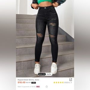 Black Distressed Skinny Jeans Womens size 8